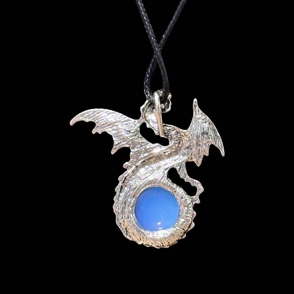 Opalite Dragon Pendant Black Cord Necklace - Picture 2 of 3
